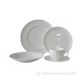 Λευκό Stoneware απλό και κομψό Dinnerset Ceramic Hotel